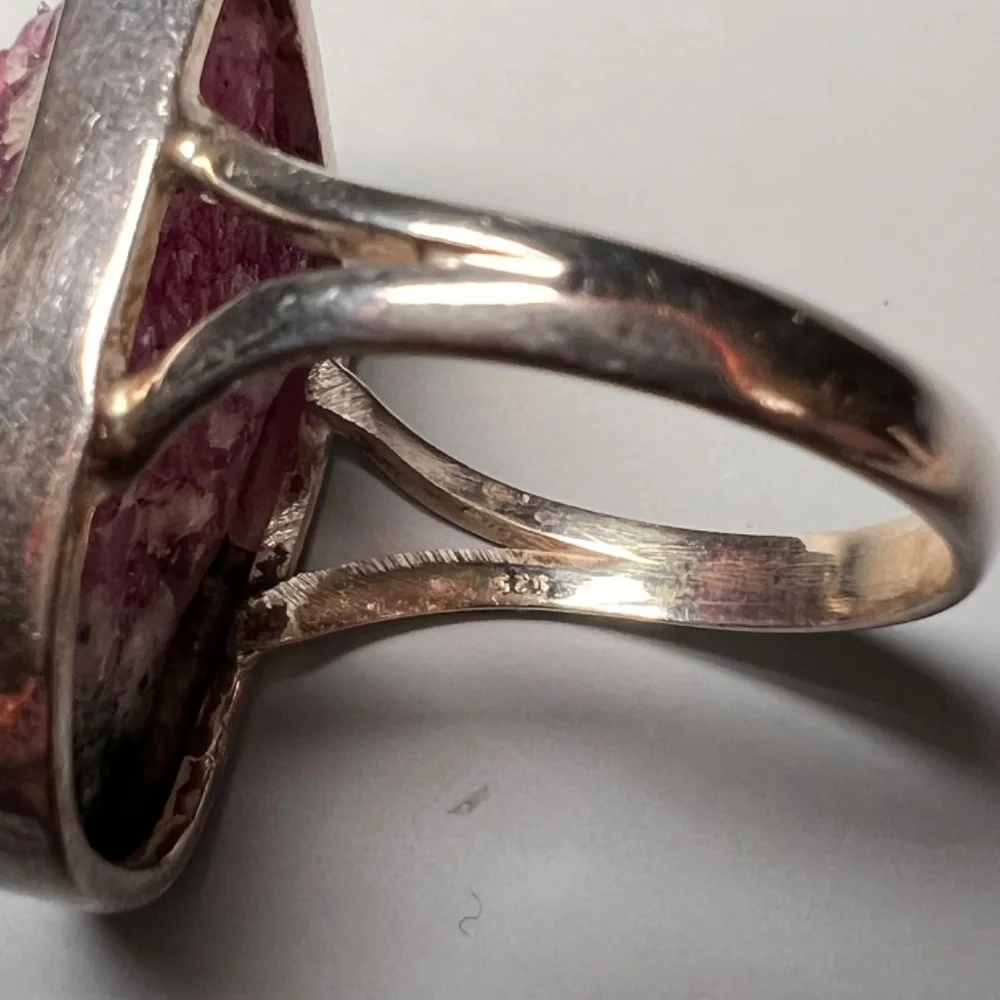 Raw Red, White & Green Watermelon Tourmaline Ring - Picture 3 of 8